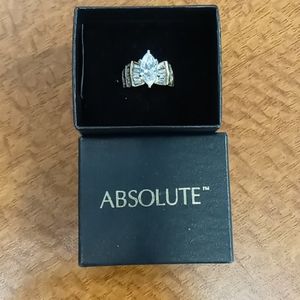 925 with gold over marquise cz engagement ring